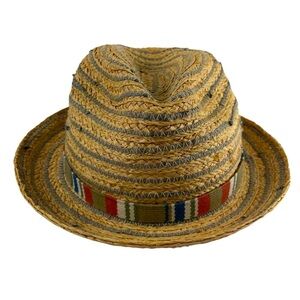 Scala Classico straw fedora hat striped